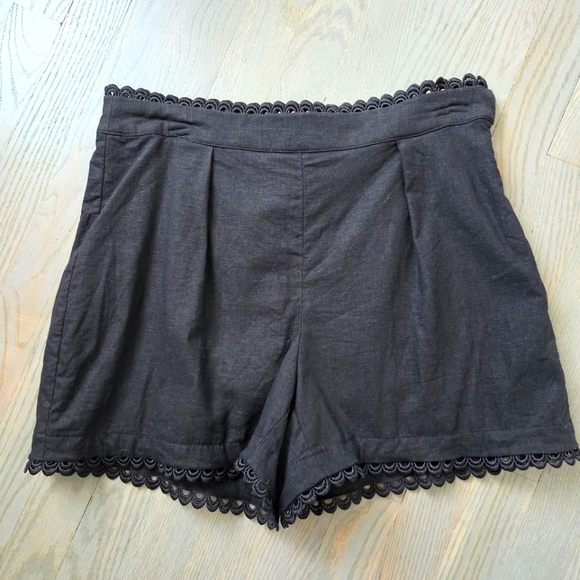 Express Black High Waist Eyelet Trim Shorts - Picture 8 of 8